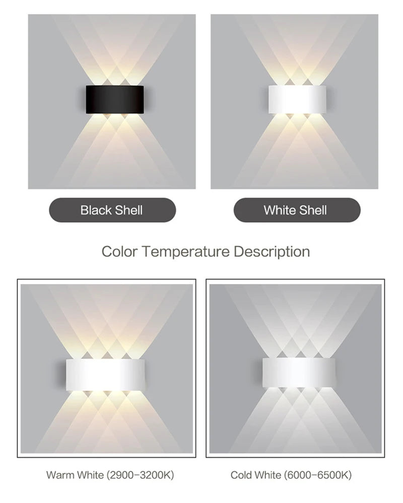 Aluminium LED wandlamp waterdicht IP65 buitenverlichting voor in de tuin 8W 12W binnenwandlamp voor slaapkamer woonkamer trapverlichting