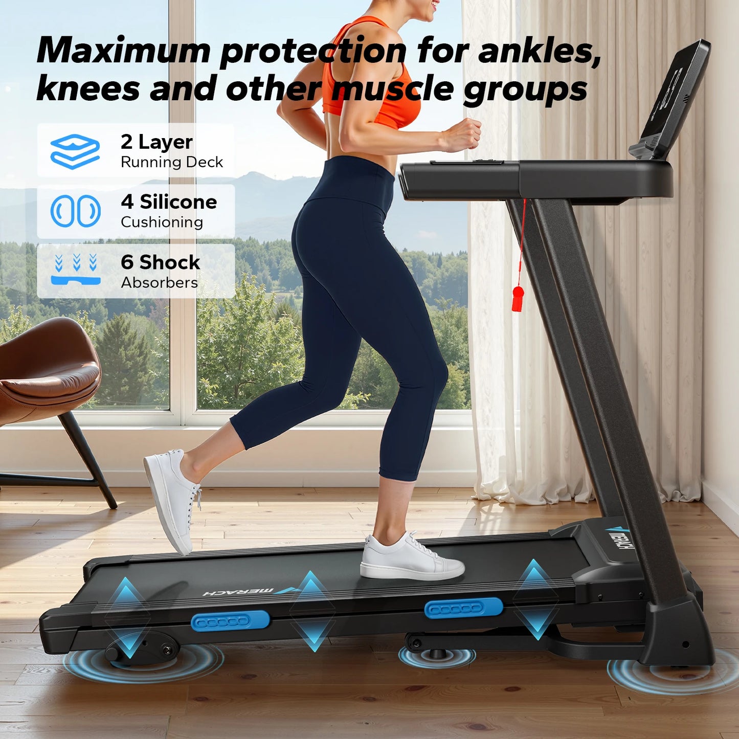 Foldable Treadmill T12 Incline 0.8-12km/H Walking Pad Save Space LED Display APP Heart Rate Monitoring 16.5" Wider Belt