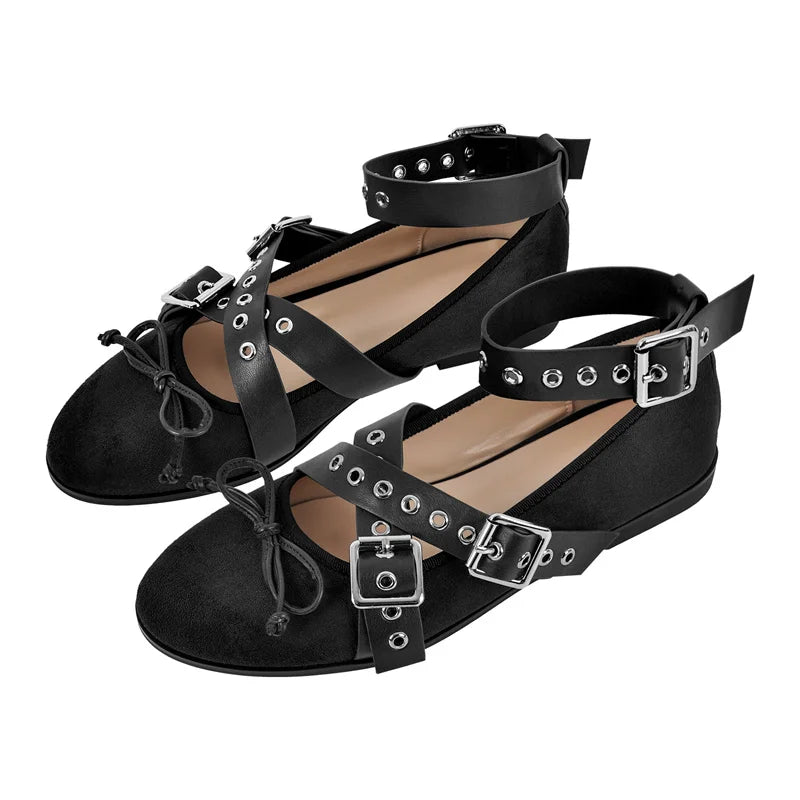 Women Round Toe Mary Jane Buckles Flats Woman Plus Size Summer New Fashion Shoes