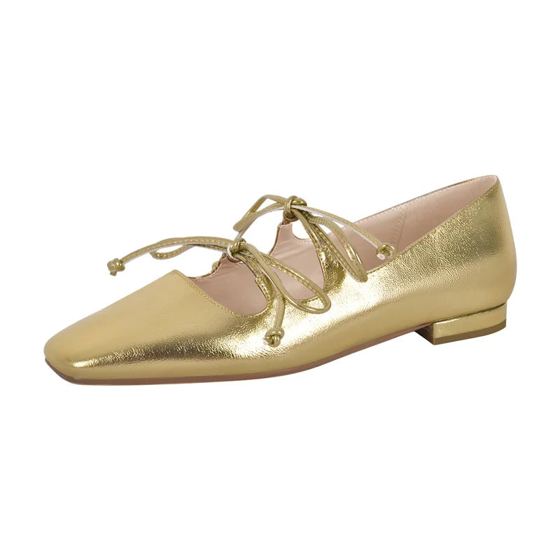 Women Flats Square Toe Mary Jane Strap Retro Elegant Big Size Daily Shoes