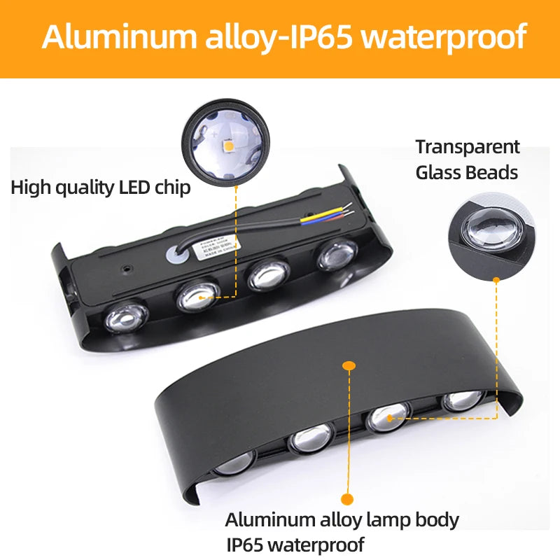 Aluminium LED wandlamp waterdicht IP65 buitenverlichting voor in de tuin 8W 12W binnenwandlamp voor slaapkamer woonkamer trapverlichting