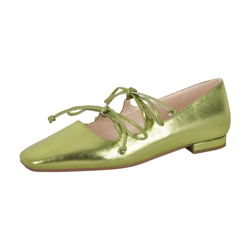 Women Flats Square Toe Mary Jane Strap Retro Elegant Big Size Daily Shoes