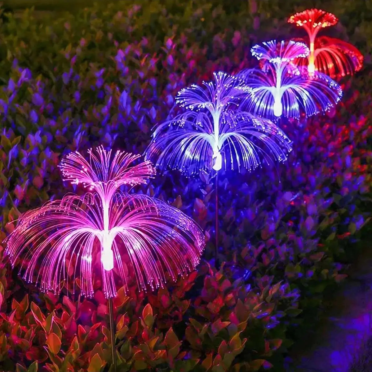 solar jellyfish lamp, waterproof 7 color gradient single and double jellyfish solar garden lamp garden decorative garden light