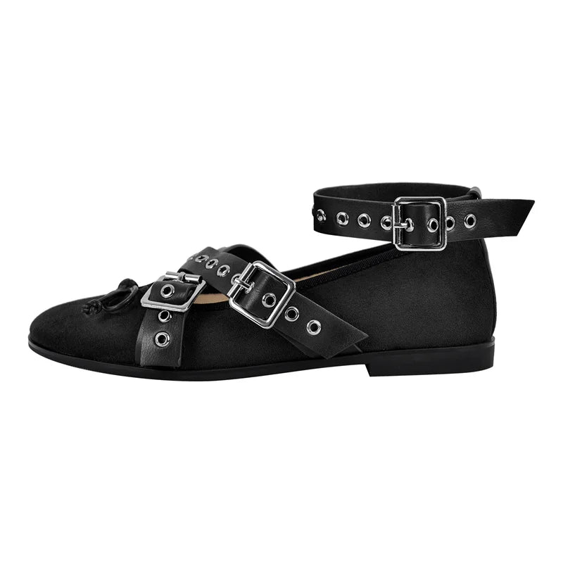 Women Round Toe Mary Jane Buckles Flats Woman Plus Size Summer New Fashion Shoes
