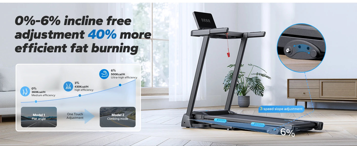 Foldable Treadmill T12 Incline 0.8-12km/H Walking Pad Save Space LED Display APP Heart Rate Monitoring 16.5" Wider Belt