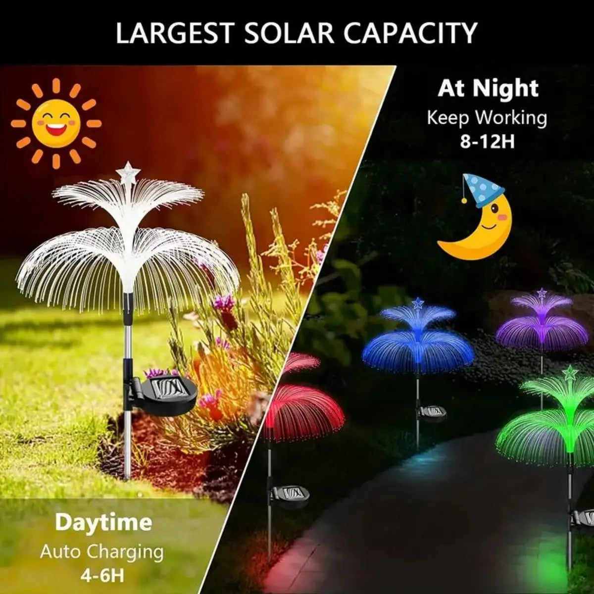 solar jellyfish lamp, waterproof 7 color gradient single and double jellyfish solar garden lamp garden decorative garden light