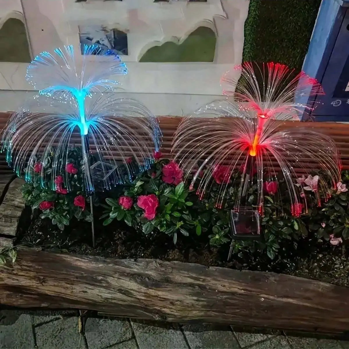solar jellyfish lamp, waterproof 7 color gradient single and double jellyfish solar garden lamp garden decorative garden light