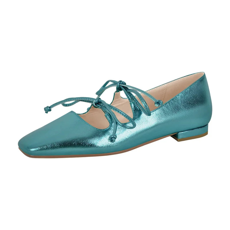 Women Flats Square Toe Mary Jane Strap Retro Elegant Big Size Daily Shoes
