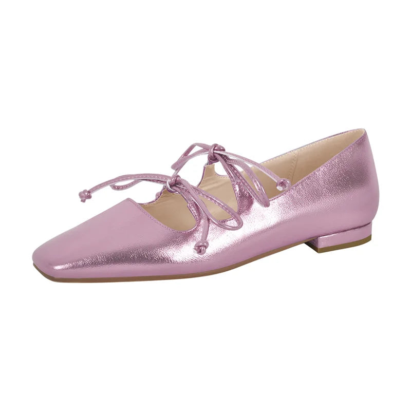 Women Flats Square Toe Mary Jane Strap Retro Elegant Big Size Daily Shoes