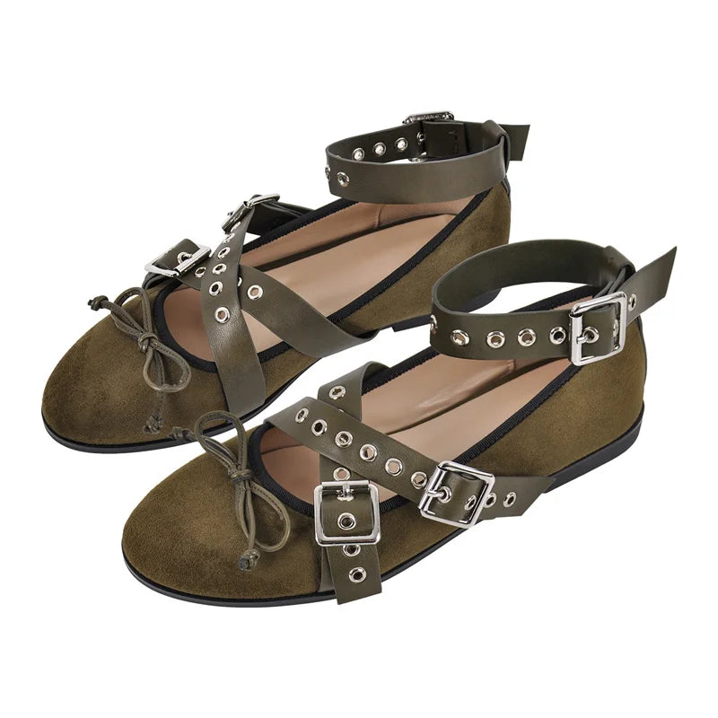 Women Round Toe Mary Jane Buckles Flats Woman Plus Size Summer New Fashion Shoes
