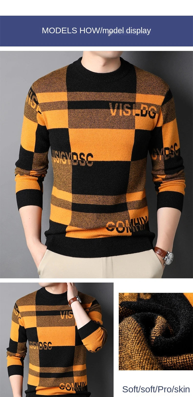 Men's Top Grade Fashion Designer Brand, Luxury Street Wear Knitted Pullover, Lettered Sweater, Autumn and Winter Male Casual Jumper