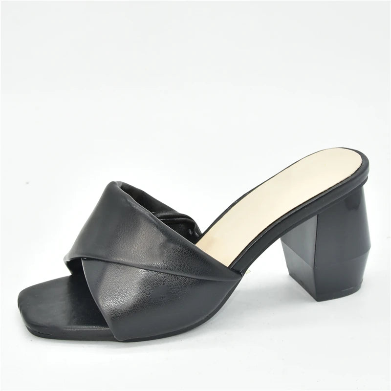 Italian Ladies Shoes Nigerian Women Shoes Pu Leather Sling Back Slipper for Party Open Toe Pumps High Heels Sexy Ladies