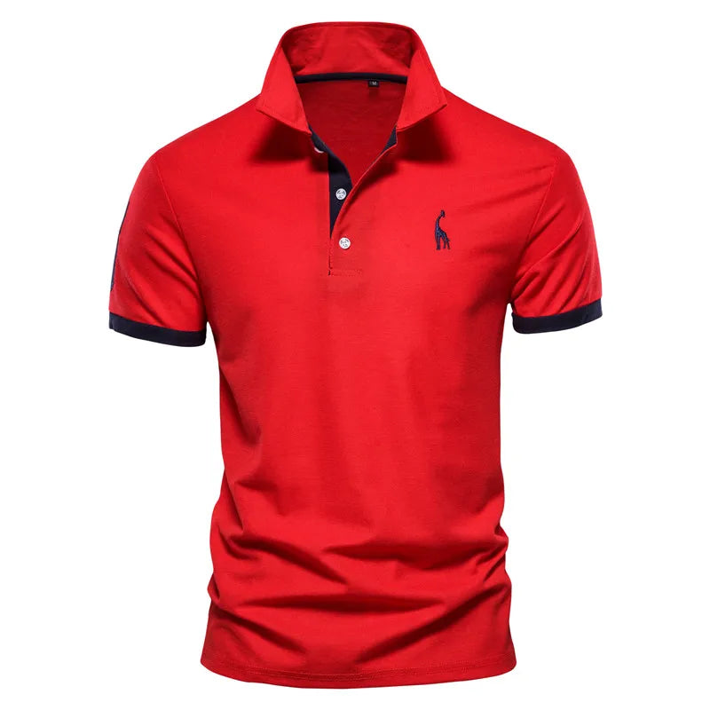 Men's 5 Sets Quality Embroidery Summer Short Sleeve Polo Giraffe Shirt Casual Business and Social Male Polos BR Size