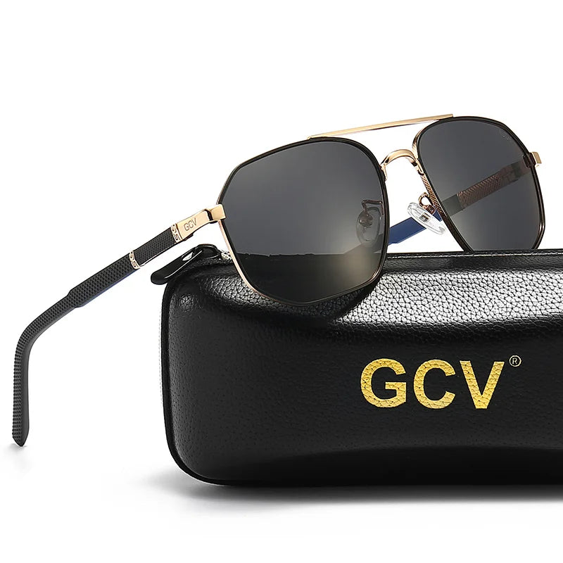 Classic Pilot Square Polarized Sunglasses for Men Metal Frame UV Blocking Luxury Male Sun Glasses Eyewear with Anti-Reflective Lenses