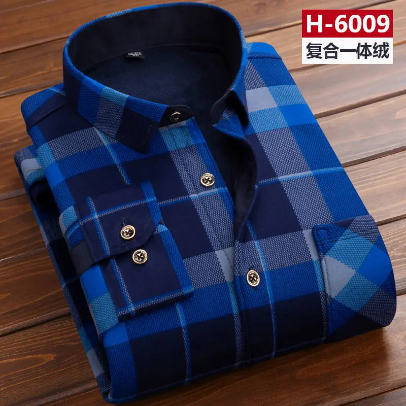 Herbst Winter Männer Fleece Warme thermo Hemd Männlichen Mode Druck Langarm große größe thermo hemd Dicke warme Plaid hemd L-6XL