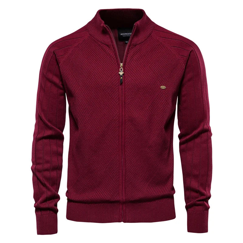 Men's Spliced Cardigan Streetwear Casual High Quality Cotton Sweater Winter Fashion Brand Cardigans for Men