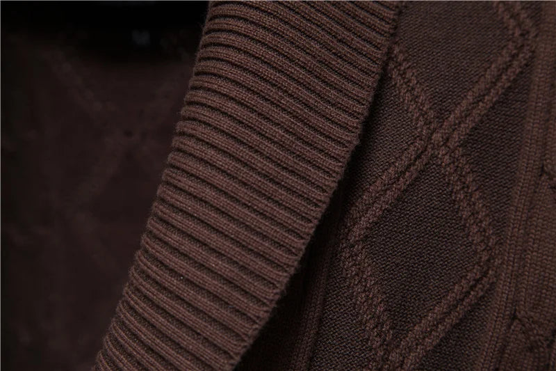Cotton Argyle Cardigan Men Casual Single Breasted Solid Colour Business Men's Cardigans New Winter Fashion Sweater Man