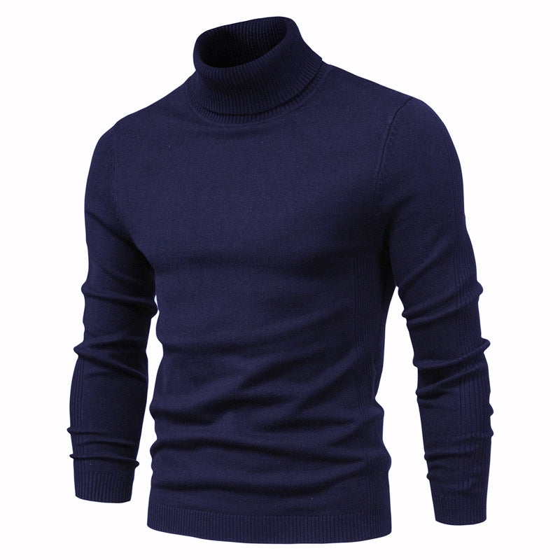 Winter Men's Turtleneck Sweater Casual Solid Colour Warm Pullover High Quality Slim Neck Long Sleeve Sweater For Men