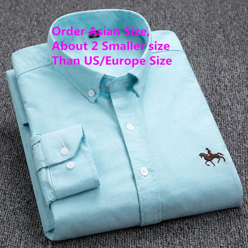Oxford Fabric Shirts Men High Quality Long Sleeve Solid Smart Shirt Designer Regular Fit Brand Navy Korean Korean Mens Clothing