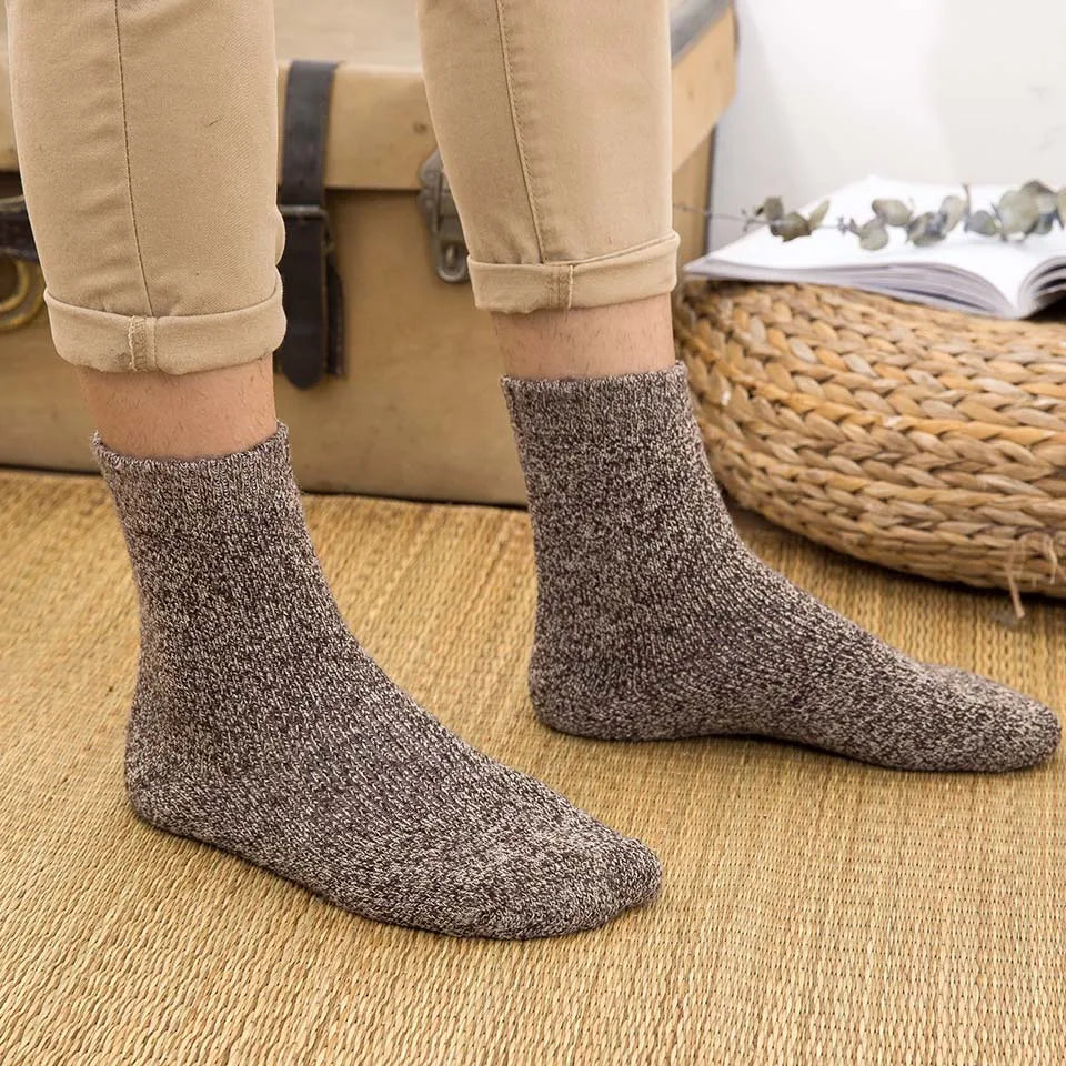 5 Paar Wintersocken aus Merinowolle für Herren, superdick, warm, hochwertig, Harajuku, Retro, Schnee, lässig, Frostschutzsocken