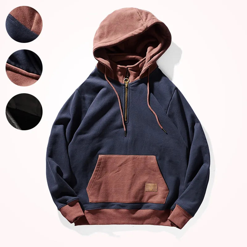 Herfst- en wintermode Puur katoenen badstof Zware dikke plus fluwelen hoodies voor heren Losse hoodie met capuchon Sportkleding