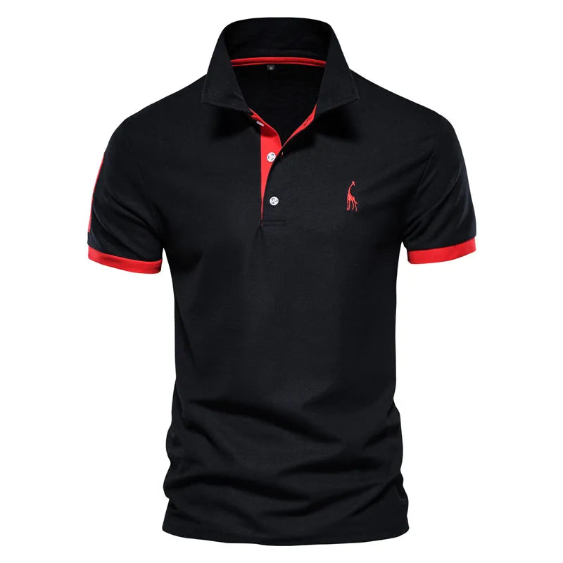 Men's 5 Sets Quality Embroidery Summer Short Sleeve Polo Giraffe Shirt Casual Business and Social Male Polos BR Size