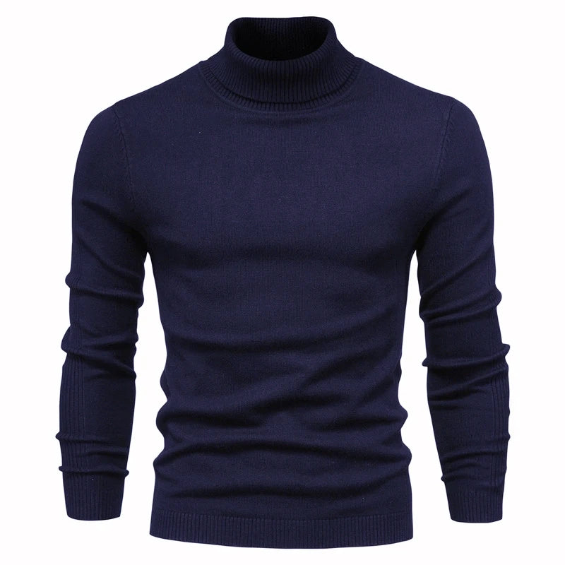 Winter Men's Turtleneck Sweater Casual Solid Colour Warm Pullover High Quality Slim Neck Long Sleeve Sweater For Men