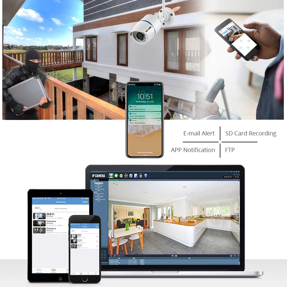 4MP 1080P IP-camera Buiten WiFi Beveiligingscamera voor Thuis Draadloze Bewaking Wi-Fi Bullet Waterdichte IP Video HD Camera CamHi Cam