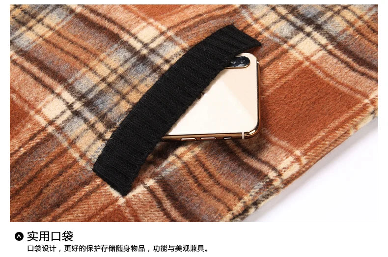 Men's Top Quality Woollen Thick Velvet Plaid Casual Baseball Collar Jacket, Korean Windbreaker Male Coats