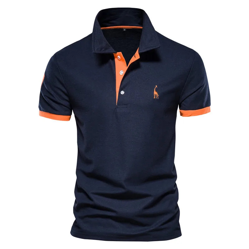 Men's 5 Sets Quality Embroidery Summer Short Sleeve Polo Giraffe Shirt Casual Business and Social Male Polos BR Size