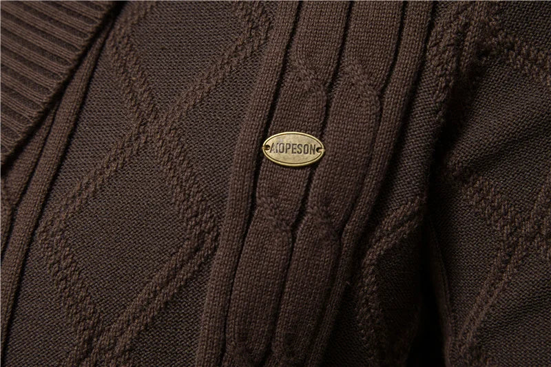 Cotton Argyle Cardigan Men Casual Single Breasted Solid Colour Business Men's Cardigans New Winter Fashion Sweater Man