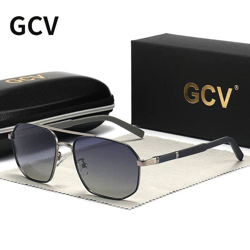 Classic Pilot Square Polarized Sunglasses for Men Metal Frame UV Blocking Luxury Male Sun Glasses Eyewear with Anti-Reflective Lenses
