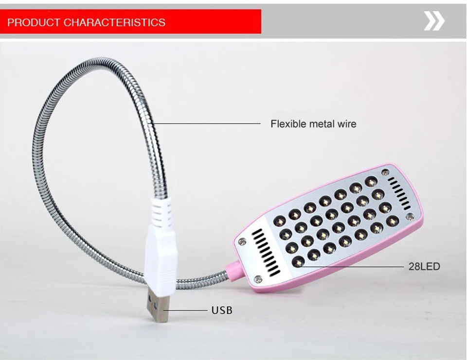 28 leds Book Reading Lamp Flexible USB Night Light for Laptop Notebook Computer Desktop No Flicker Eyesight Protection Light