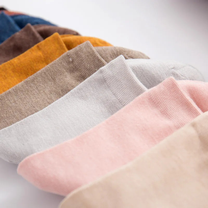 5 paar damessokken van bamboevezel, kleurrijk, modieus, casual, harajuku, effen, vrouwelijk