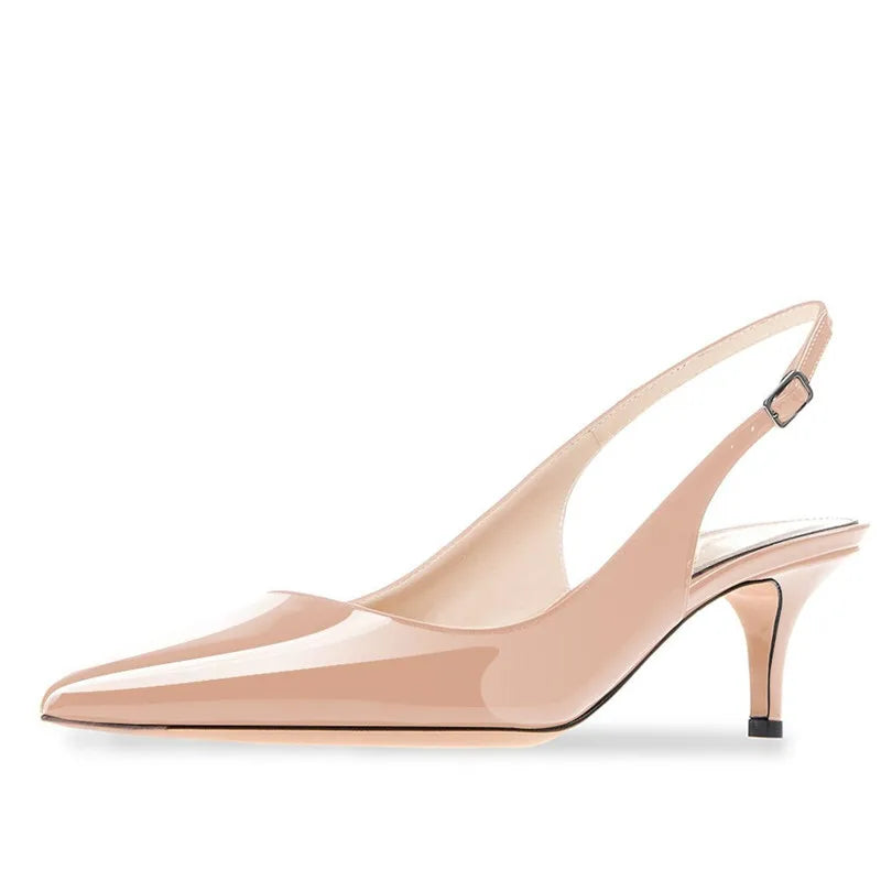 Women Pointed Toe Slingback Sandals Ankle Strap Kitten Heels Party Wedding Graffiti Shoes 6.5CM Pumps