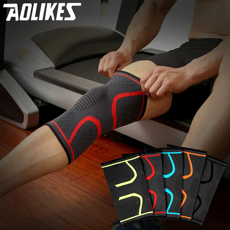 1 STUKS Fitness Hardlopen Fietsen Knie Ondersteuning Braces Elastische Nylon Sport Compressie Kniebeschermer Mouw voor Basketbal Volleybal