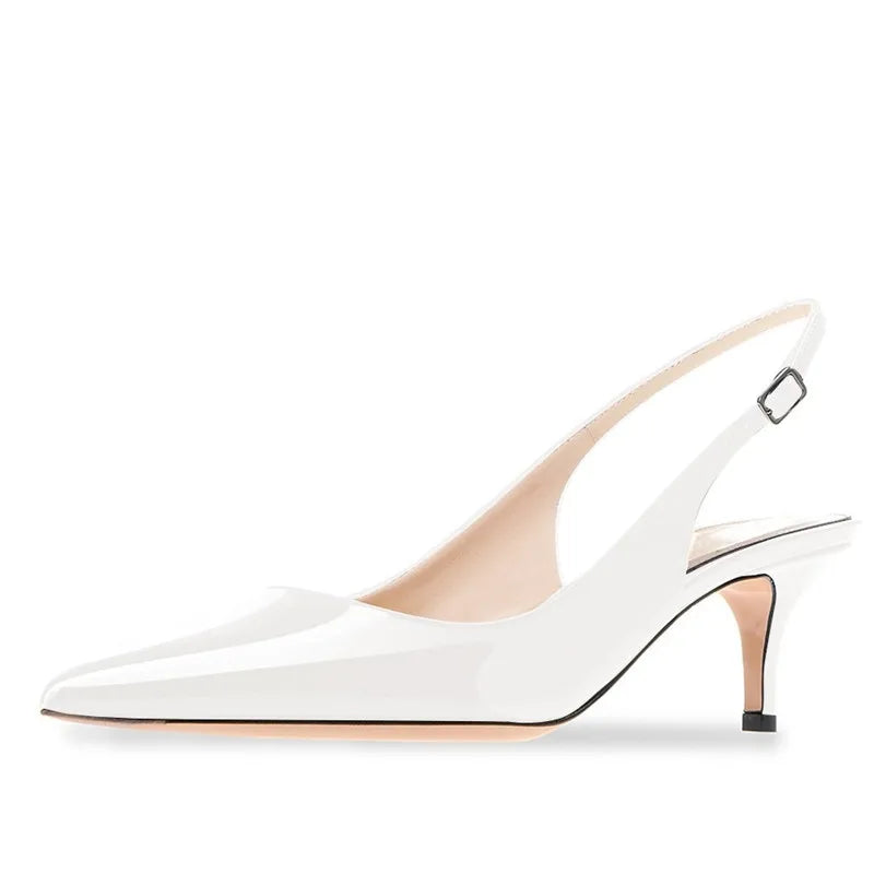 Women Pointed Toe Slingback Sandals Ankle Strap Kitten Heels Party Wedding Graffiti Shoes 6.5CM Pumps