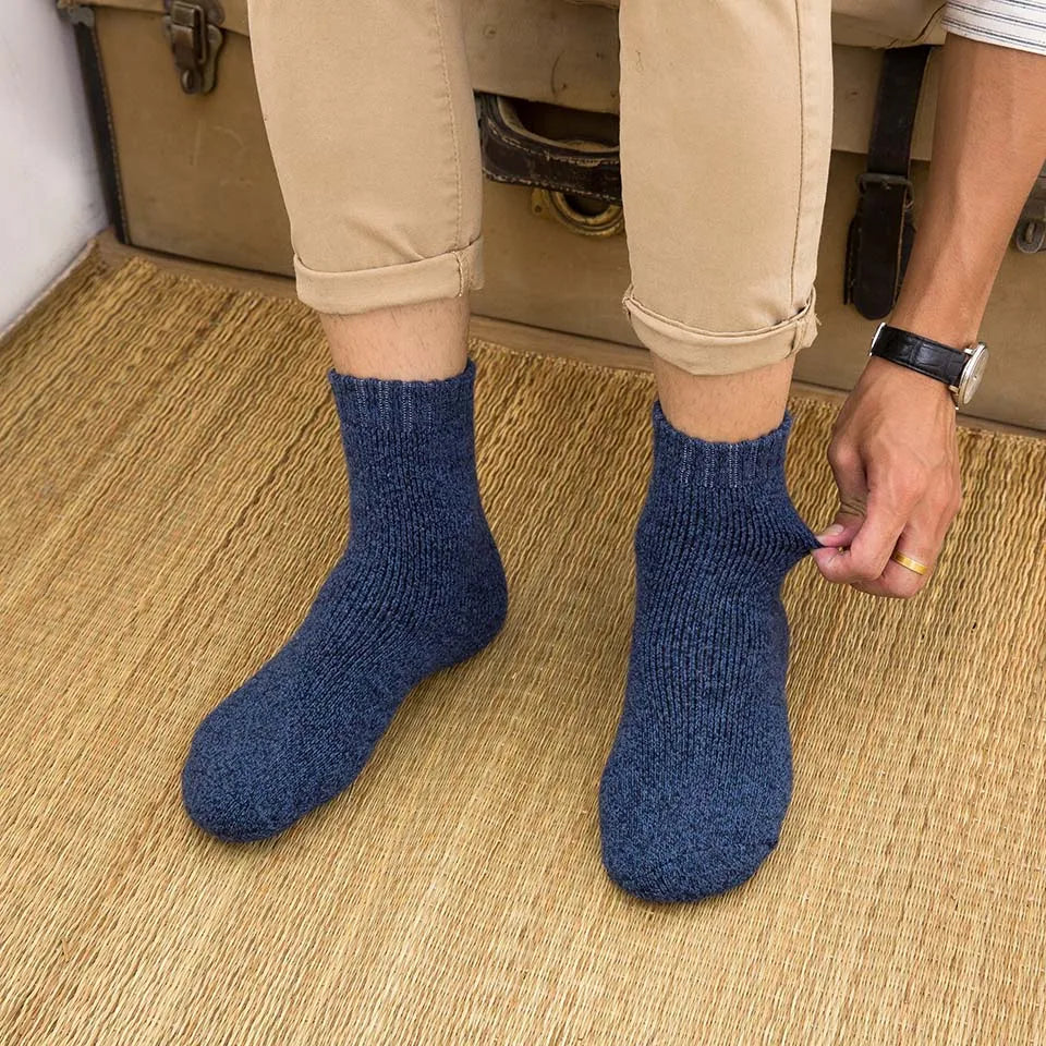 5 Paar Wintersocken aus Merinowolle für Herren, superdick, warm, hochwertig, Harajuku, Retro, Schnee, lässig, Frostschutzsocken