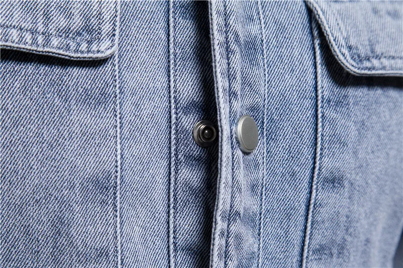 Men's 100% Cotton Spring Denim Shirt Casual Solid Colour Thickened Long Sleeve High Quality Jeans Male Shirt For Men