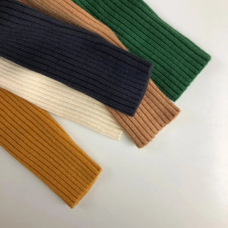 Kids Sweaters Solid Girls Sweater Brief Boys Pullover Turtleneck Knitwear For Children 1-7Y Unisex