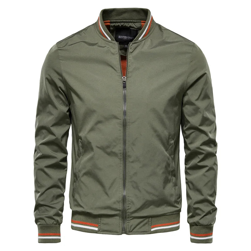 Solid Colour Bomber Jacket Men's Casual Slim Fit Baseball Jackets Autumn Fashion High Quality Jackets for Men