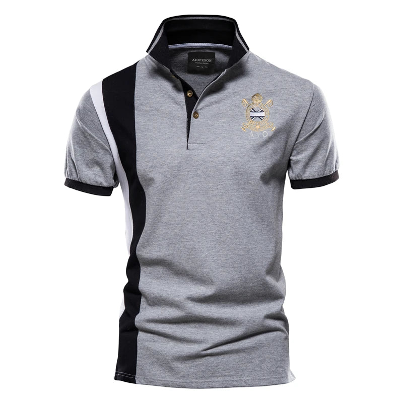 100% katoenen poloshirt met badge-borduurwerk voor heren, korte mouwen, patchwork herenpolo's, zomerkleding van kwaliteitsmerken voor heren