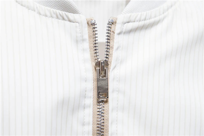 Striped Bomber Jackets Men Baseball Stand Collar Zipper Casual Men Jackets Spring Autumn Fashion Jackets For Men