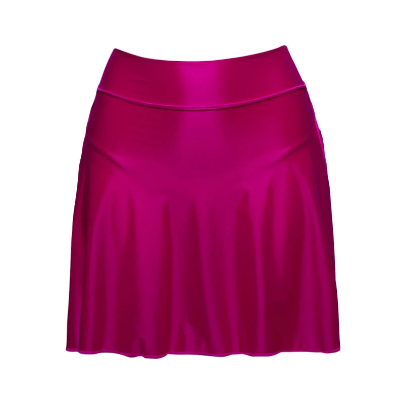 Shiny Satin Glossy Women's High Waist Stretch Workout Fitness Volleyball Shorts Running Double Layer Open Crotch Sports swimwear