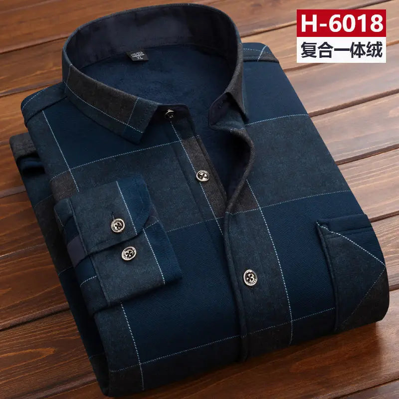 Herbst Winter Männer Fleece Warme thermo Hemd Männlichen Mode Druck Langarm große größe thermo hemd Dicke warme Plaid hemd L-6XL