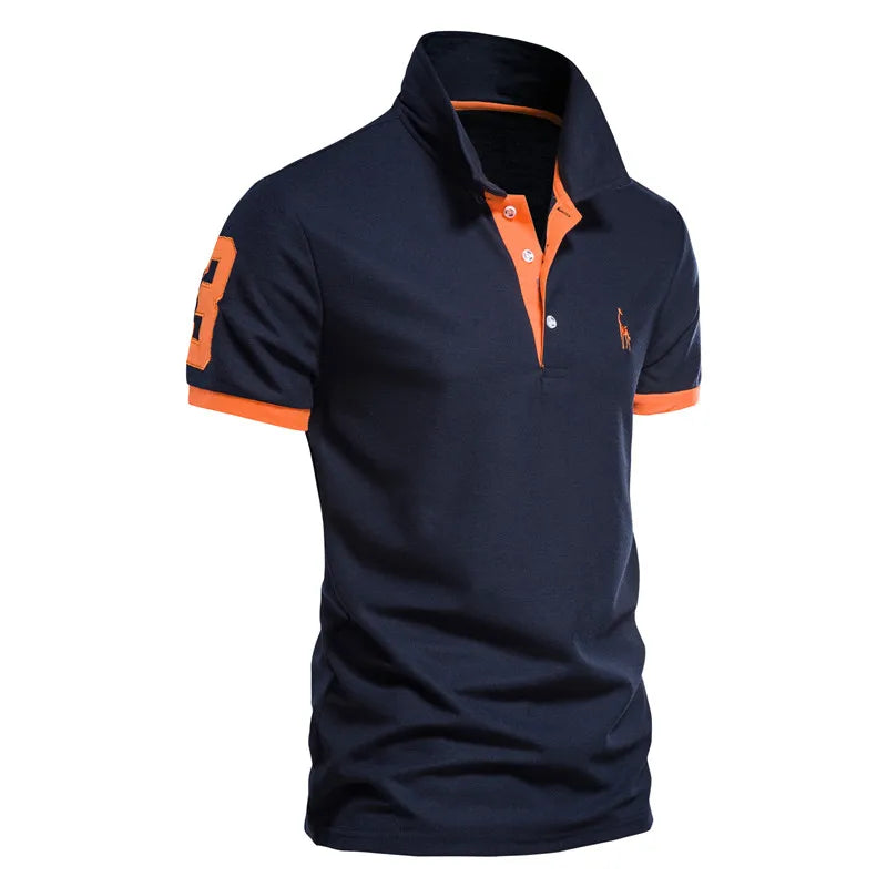 Men's 5 Sets Quality Embroidery Summer Short Sleeve Polo Giraffe Shirt Casual Business and Social Male Polos BR Size