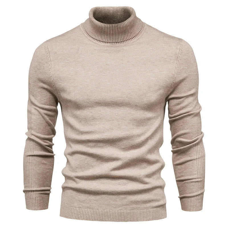 Winter Men's Turtleneck Sweater Casual Solid Colour Warm Pullover High Quality Slim Neck Long Sleeve Sweater For Men