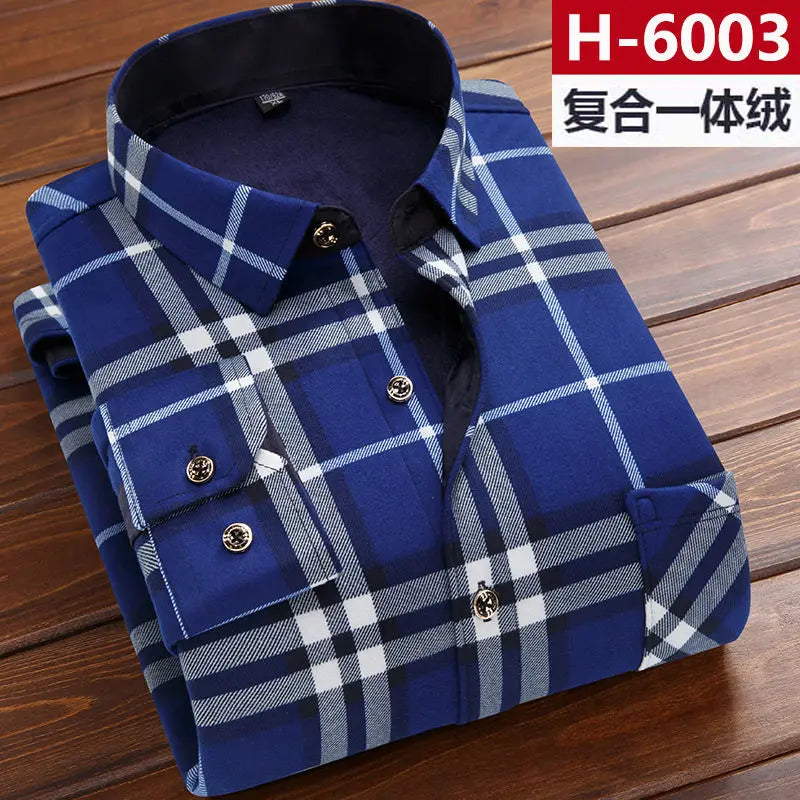 Herbst Winter Männer Fleece Warme thermo Hemd Männlichen Mode Druck Langarm große größe thermo hemd Dicke warme Plaid hemd L-6XL