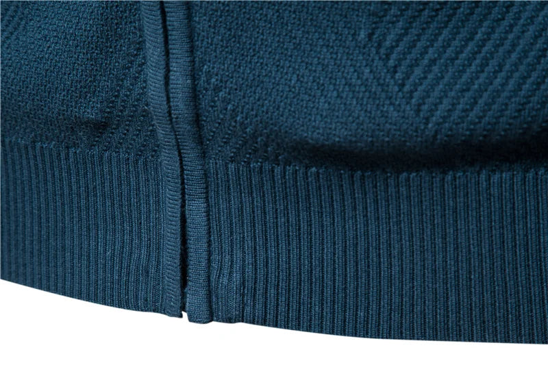 Men's Argyle Solid Colour Cardigan Casual Quality Zipper Cotton Winter Sweaters Basic Cardigans for Men