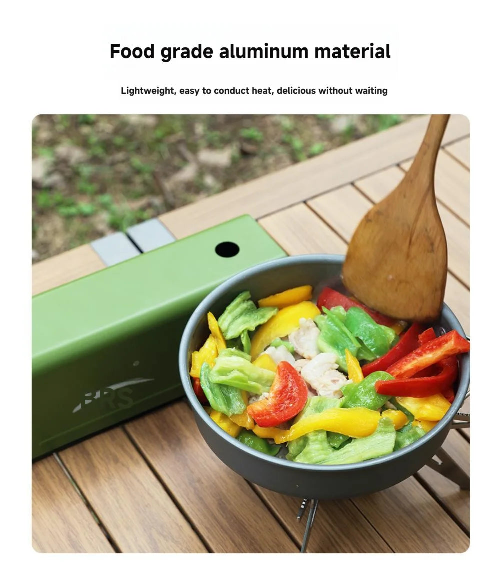 BRS 1set Camping Cookware Kit Outdoor Portable Aluminum Cooking Set Pots Dishes Bowler Kitchen Equipment Gear for Cooking Picnic